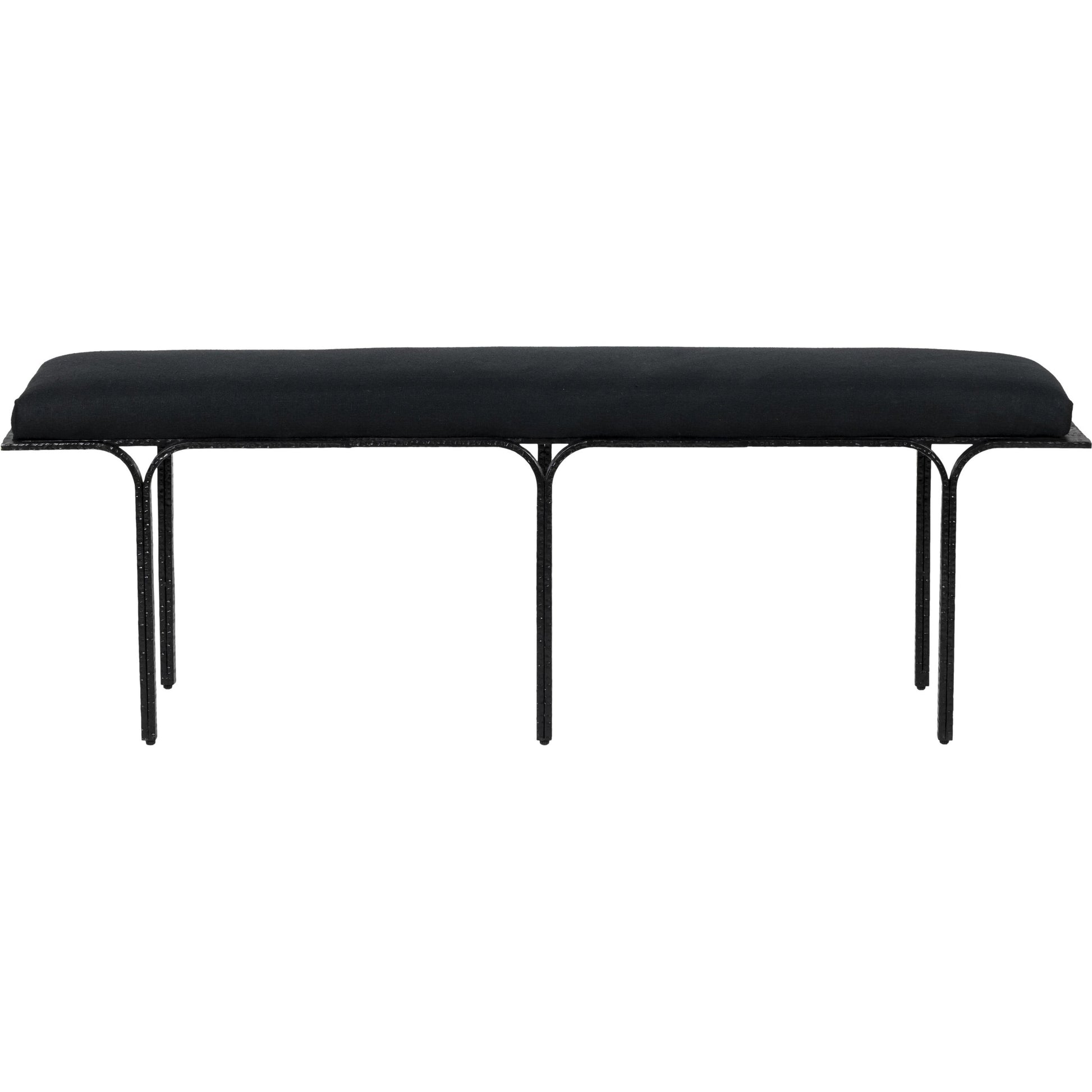 Bryn Linen Bench by TOV Furniture in black. Made from iron, linen in a modern style.