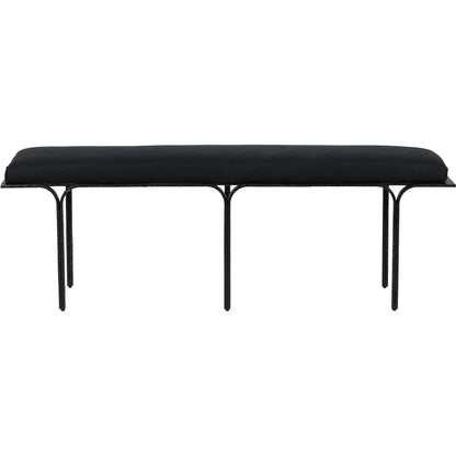 Bryn Linen Bench by TOV Furniture in black. Made from iron, linen in a modern style.