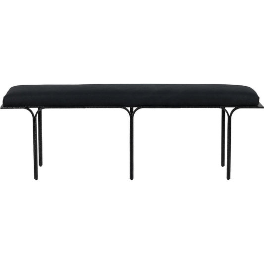 Bryn Linen Bench by TOV Furniture in black. Made from iron, linen in a modern style.