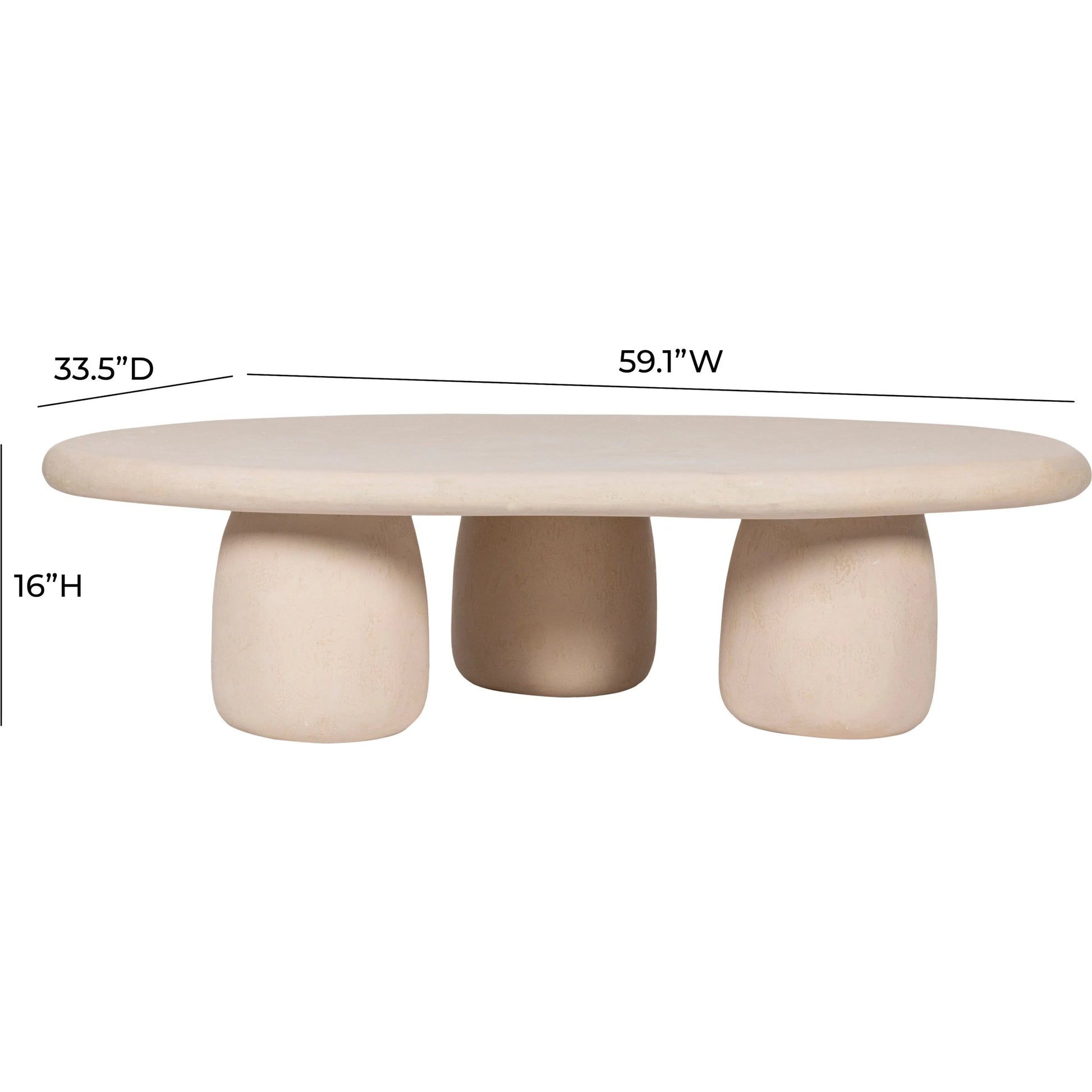 Rahul Coffee Table by TOV Furniture in cream. Made from frp in a unique style.