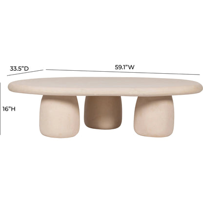 Rahul Coffee Table by TOV Furniture in cream. Made from frp in a unique style.