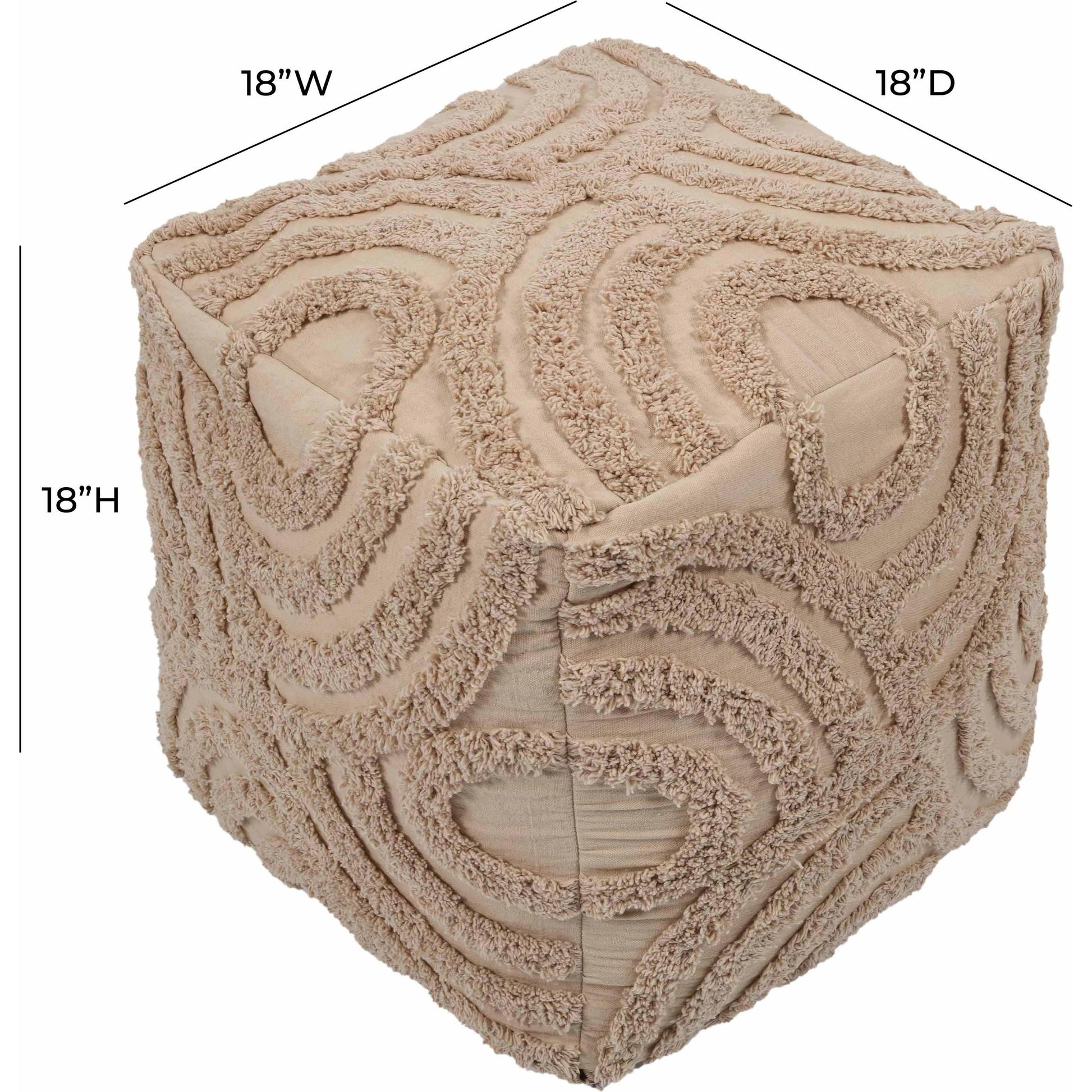 Miranda Knitted Pouf by TOV Furniture in beige. Made from cotton in a modern style.