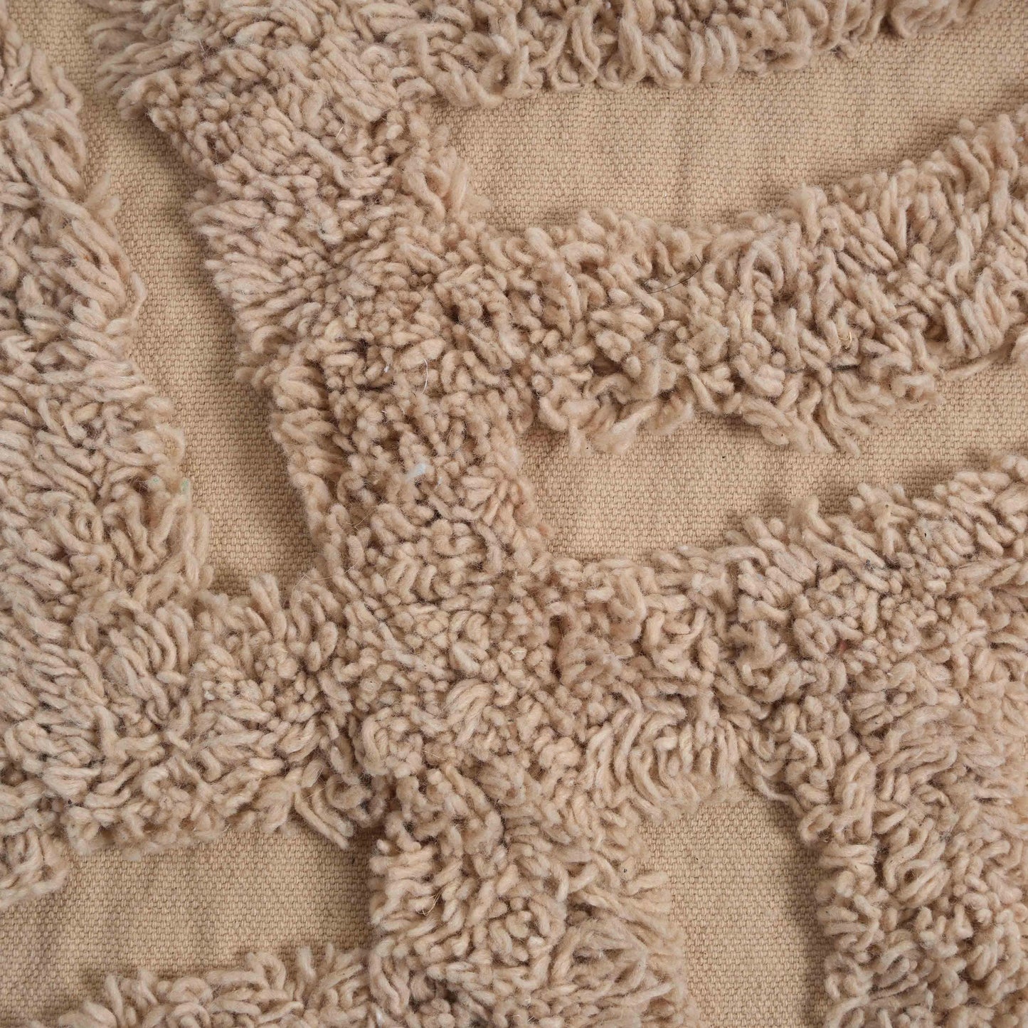 004 SI-2107466 | Closeup | Miranda Knitted Pouf by TOV Furniture in beige. Made from cotton in a modern style.