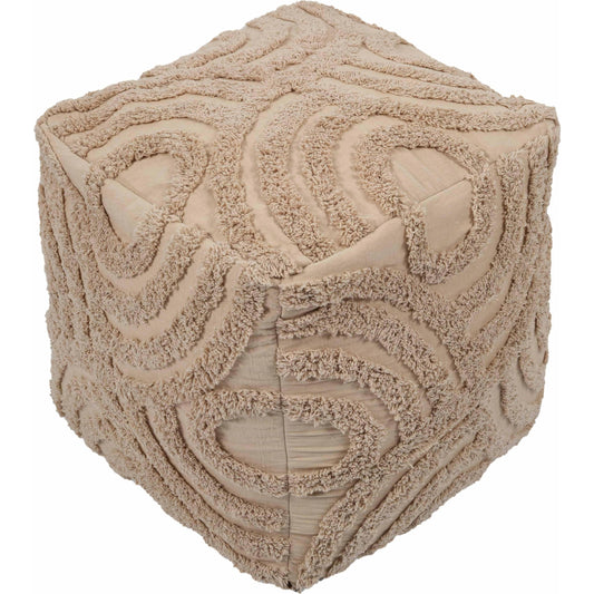 Miranda Knitted Pouf by TOV Furniture in beige. Made from cotton in a modern style.