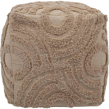 Miranda Knitted Pouf by TOV Furniture in beige. Made from cotton in a modern style.