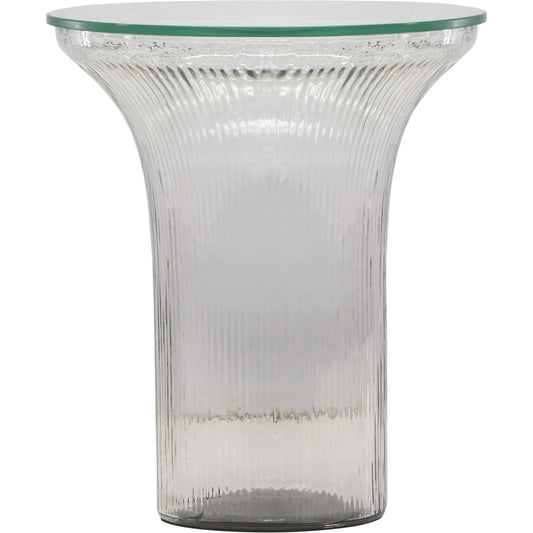 Cassandra Glass Flared Side Table by TOV Furniture. Made from glass in a unique style.