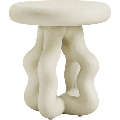 Maddie Textured Side Table by TOV Furniture in cream. Made from fiber stone in a modern style.