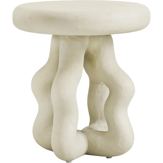 Maddie Textured Side Table by TOV Furniture in cream. Made from fiber stone in a unique style.