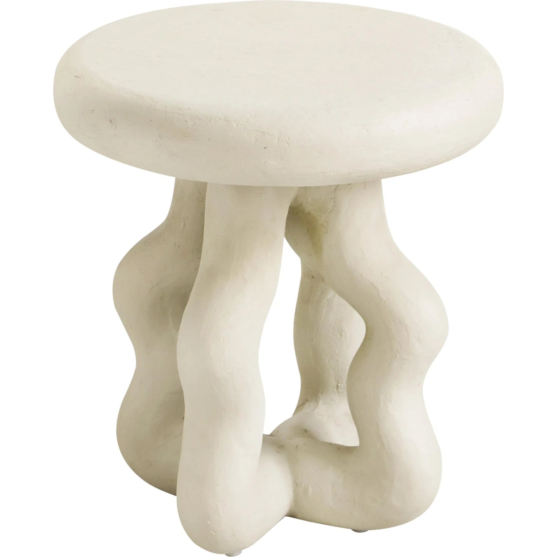 Maddie Textured Side Table by TOV Furniture in cream. Made from fiber stone in a modern style.