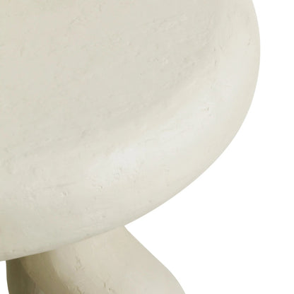 Maddie Textured Side Table by TOV Furniture in cream. Made from fiber stone in a modern style.