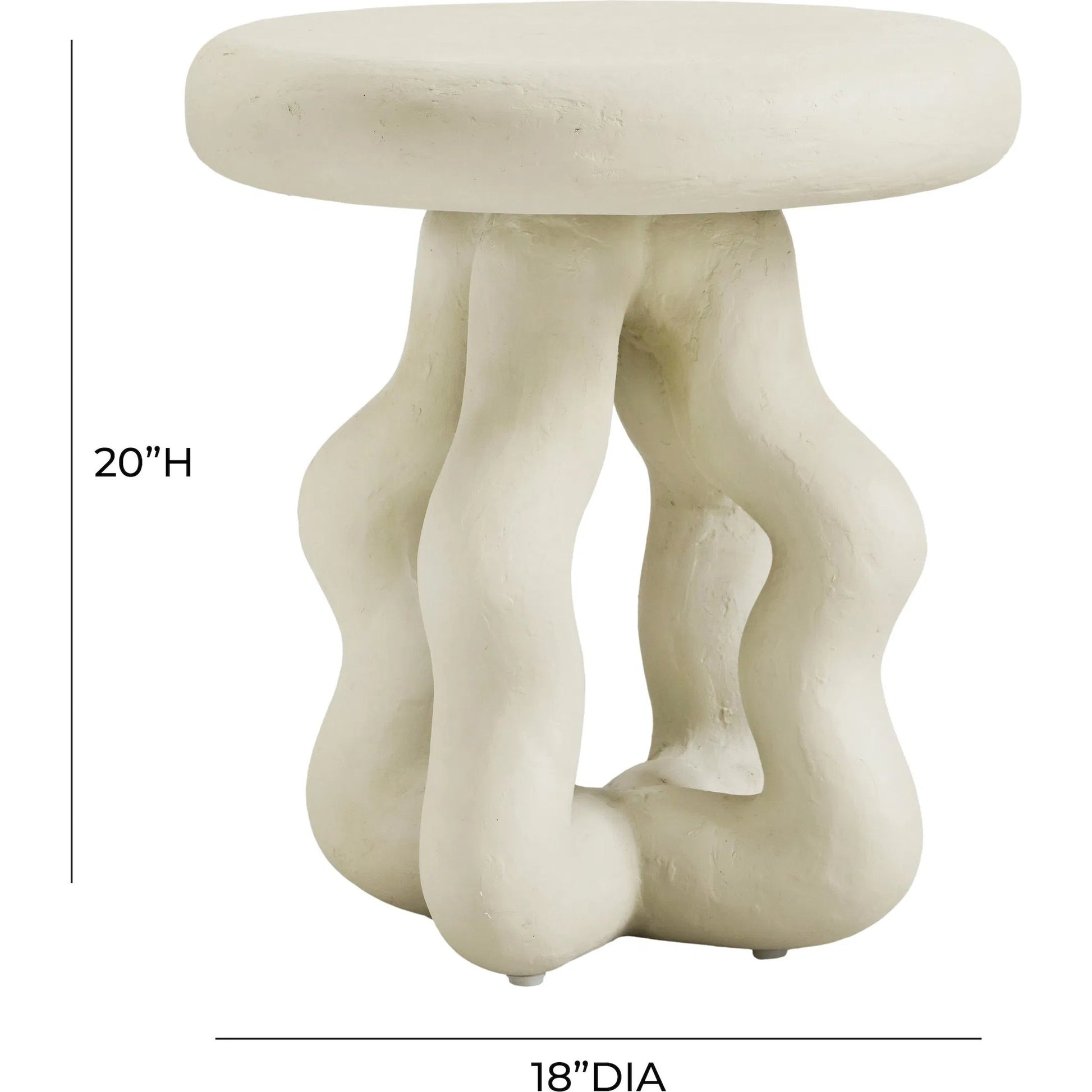 Maddie Textured Side Table by TOV Furniture in cream. Made from fiber stone in a modern style.