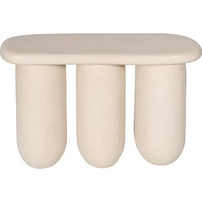 Rahul Outdoor Console Table by TOV Furniture in cream. Made from frp in a transitional style.