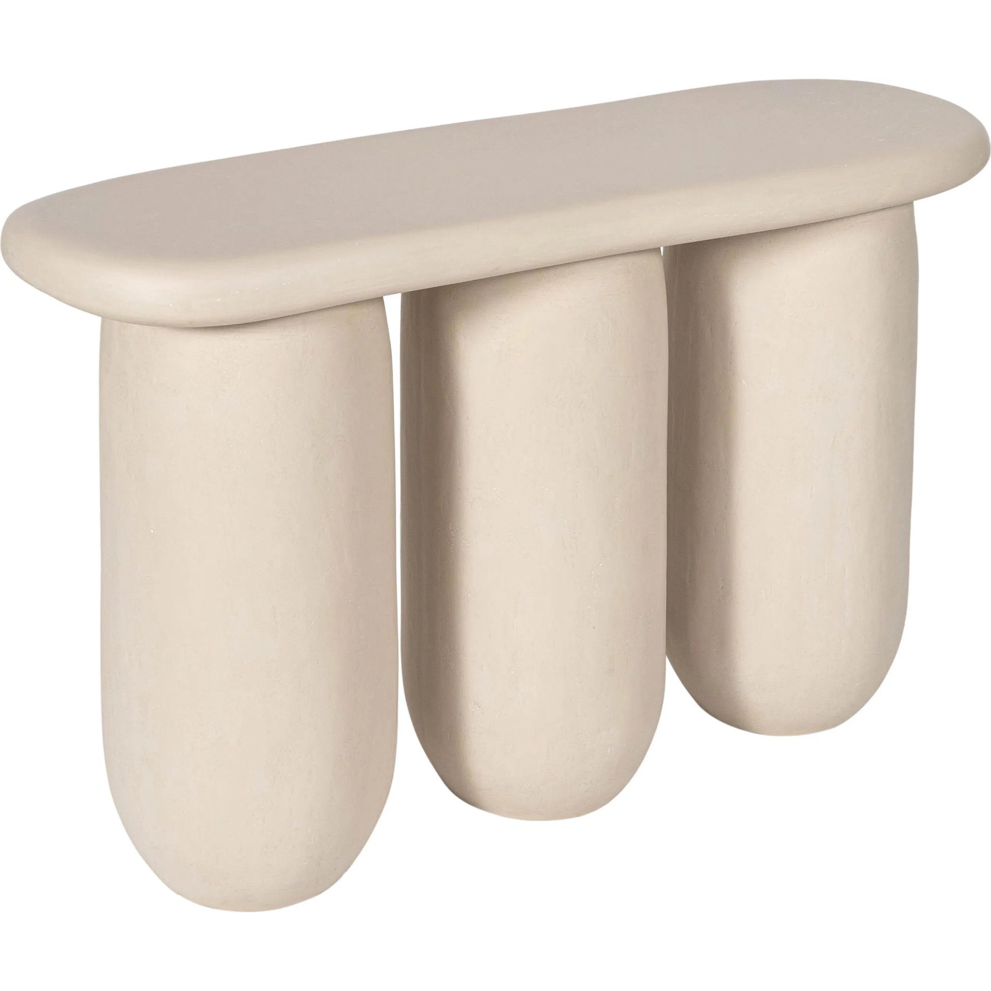 Rahul Outdoor Console Table by TOV Furniture in cream. Made from frp in a transitional style.
