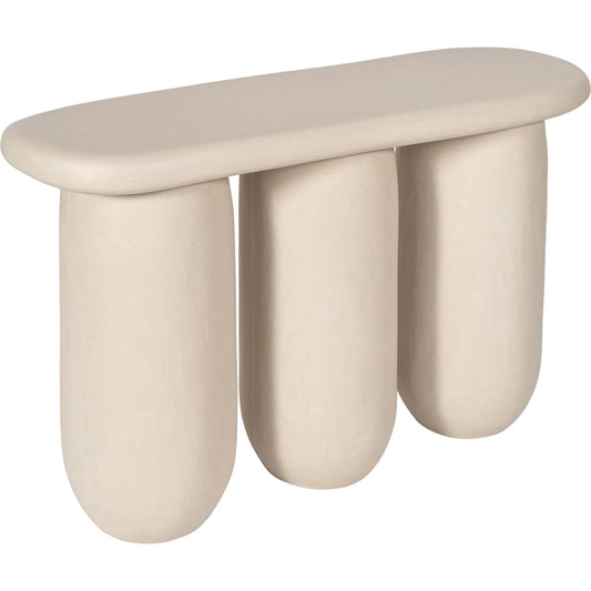 Rahul Outdoor Console Table by TOV Furniture in cream. Made from frp in a unique style.
