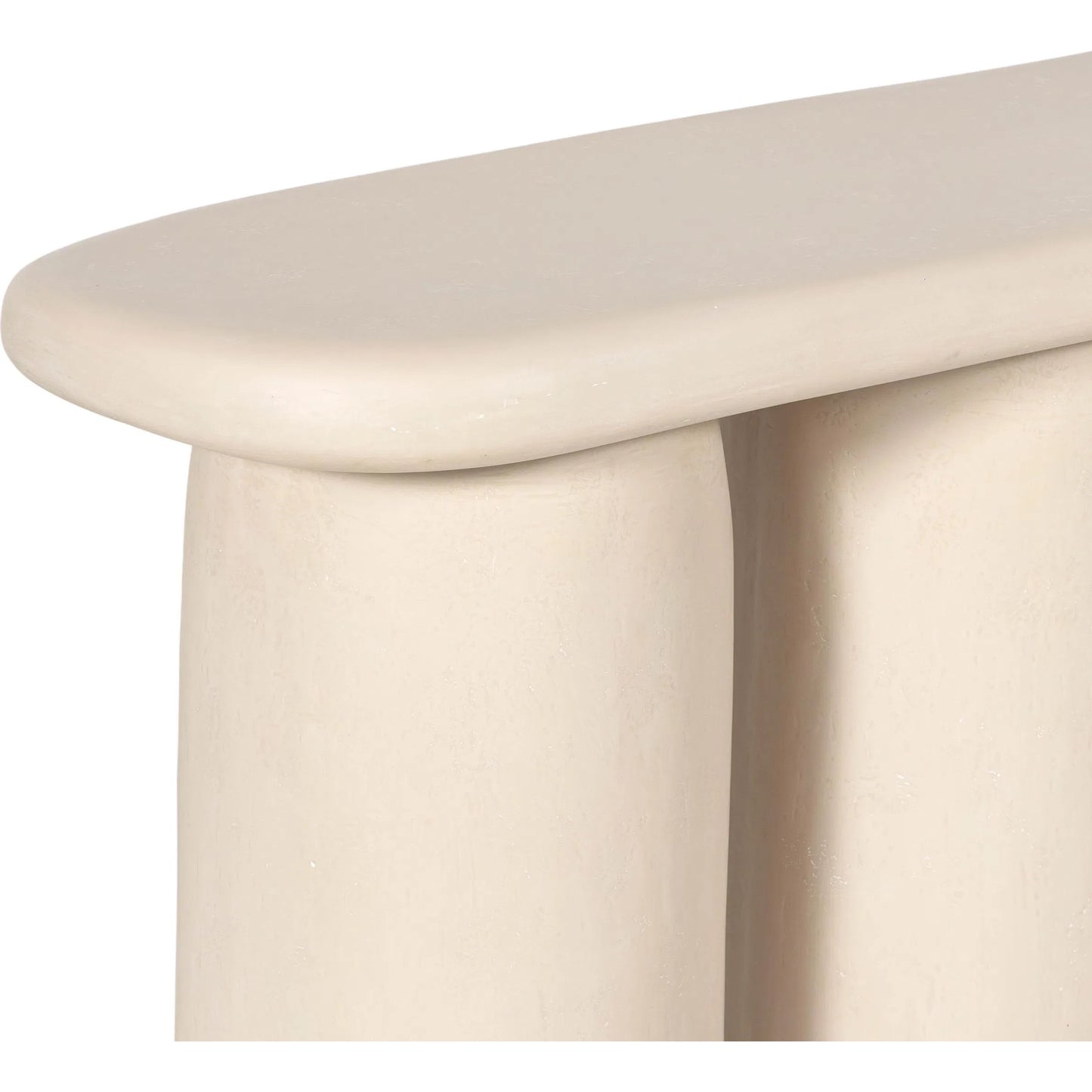 003 SI-2320982 | Closeup | Rahul Outdoor Console Table by TOV Furniture in cream. Made from frp in a transitional style.