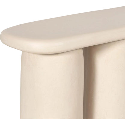 Rahul Outdoor Console Table by TOV Furniture in cream. Made from frp in a transitional style.