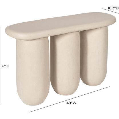 Rahul Outdoor Console Table by TOV Furniture in cream. Made from frp in a transitional style.