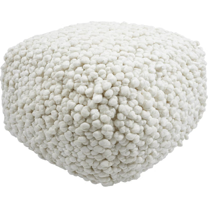 Cathy Woven Pouf by TOV Furniture in cream. Made from cotton, polyester in a rustic style.