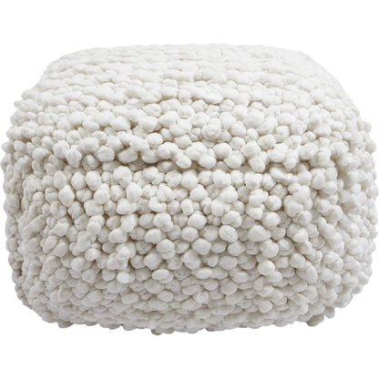 Cathy Woven Pouf by TOV Furniture in cream. Made from cotton, polyester in a rustic style.