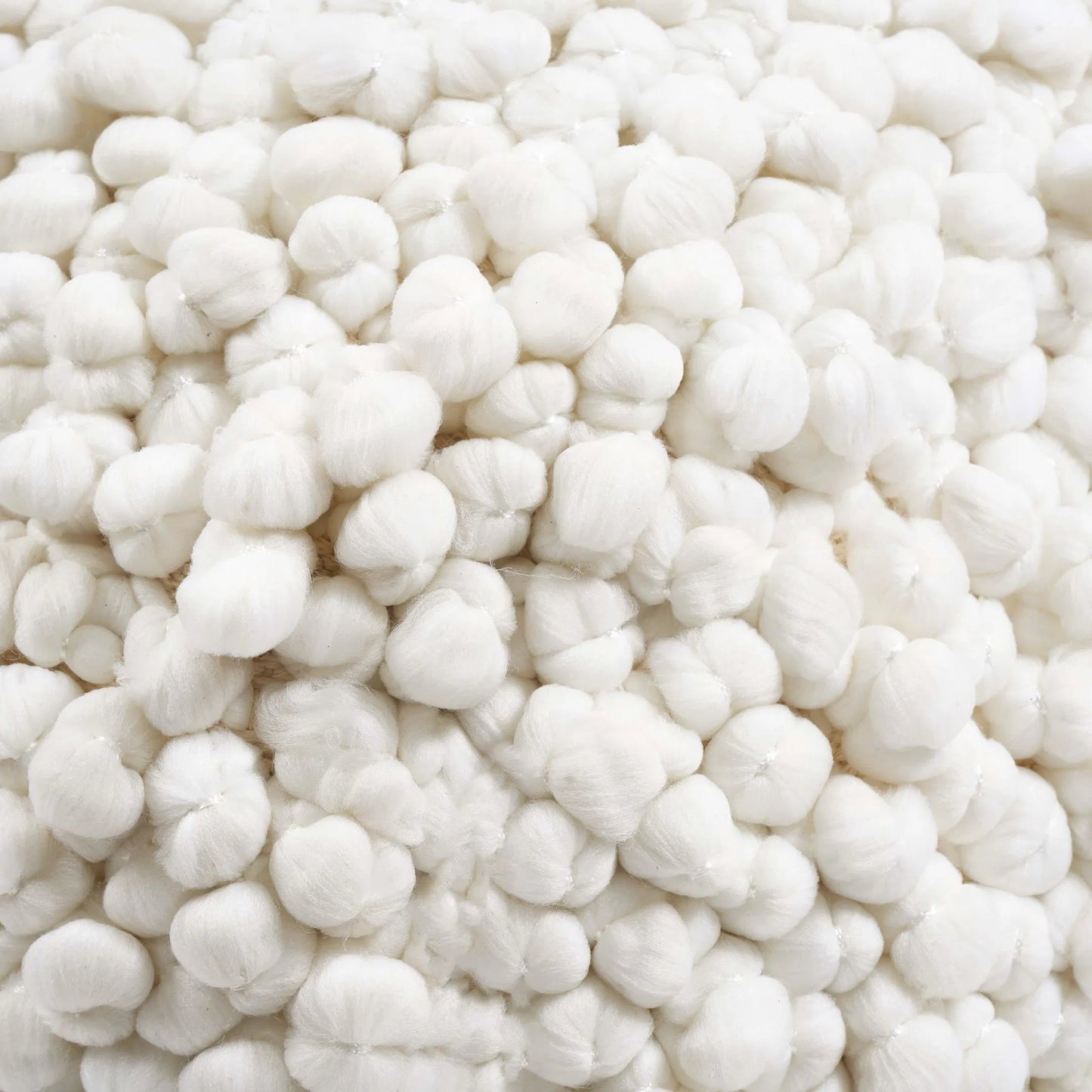 004 SI-2320844 | Closeup | Cathy Woven Pouf by TOV Furniture in cream. Made from cotton, polyester in a rustic style.