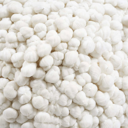 Cathy Woven Pouf by TOV Furniture in cream. Made from cotton, polyester in a rustic style.