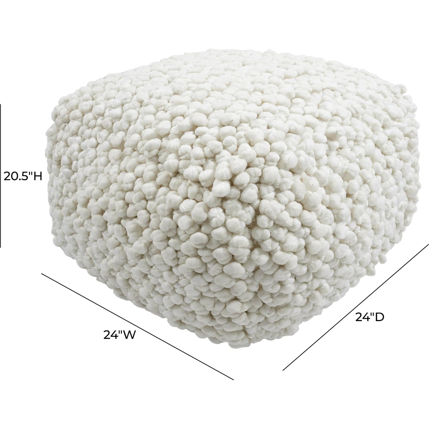 003 SI-2320844 | Additional Silo | Cathy Woven Pouf by TOV Furniture in cream. Made from cotton, polyester in a rustic style.