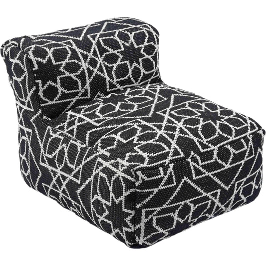Chiara Outdoor Accent Pouf by TOV Furniture in black, white. Made from polyester in a unique style.