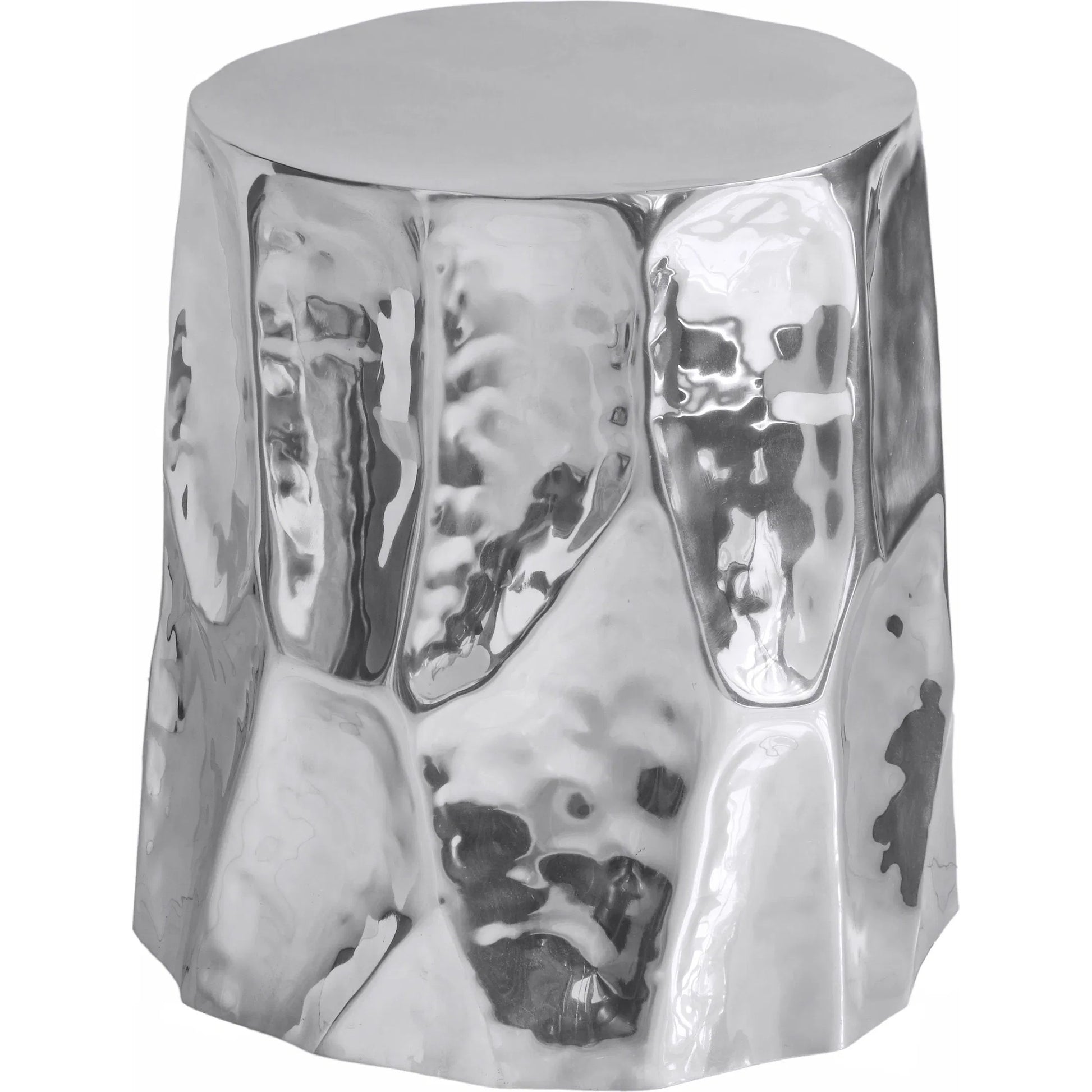 Forma Side Table by TOV Furniture in chrome. Made from aluminum, mdf in a modern style.