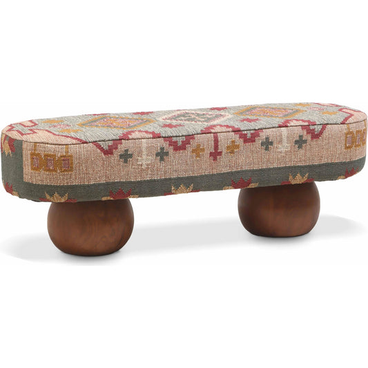 Rizi Textured Wool Upholstered Bench by TOV Furniture in multi. Made from jute, wood, wool in a unique style.