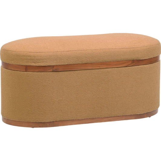 Olivier Boucle Oval Storage Ottoman by TOV Furniture. Made from boucle, wood in a unique style.