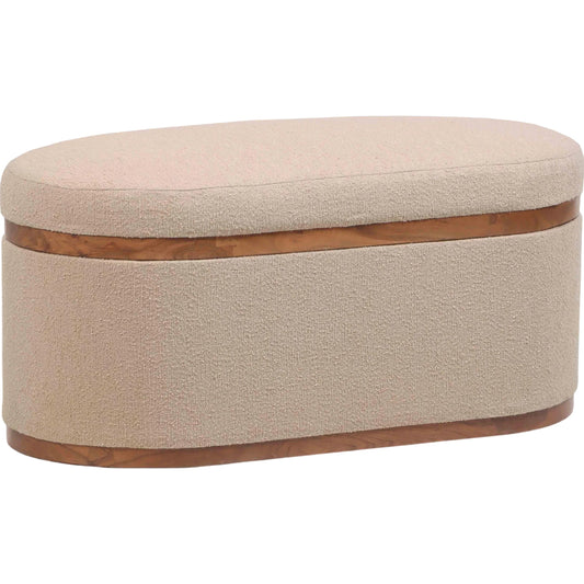 Olivier Boucle Oval Storage Ottoman by TOV Furniture. Made from boucle, wood in a unique style.