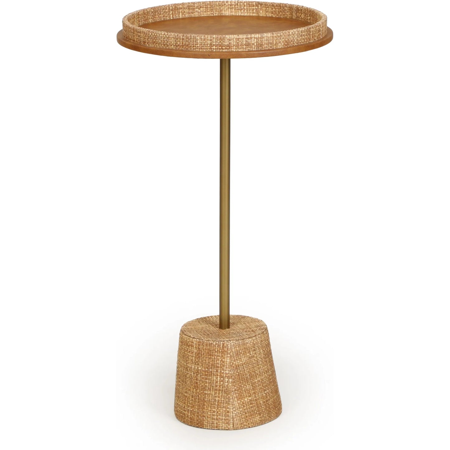 002 SI-2527448 | Additional Silo | Saddle Raffia Side Table by TOV Furniture in natural. Made from metal, raffia, vegan leather in a unique style.