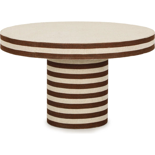 Lyra Natural Striped Cotton Jute Designer Coffee Table by TOV Furniture in brown stripes. Made from fabric, mdf in a unique style.