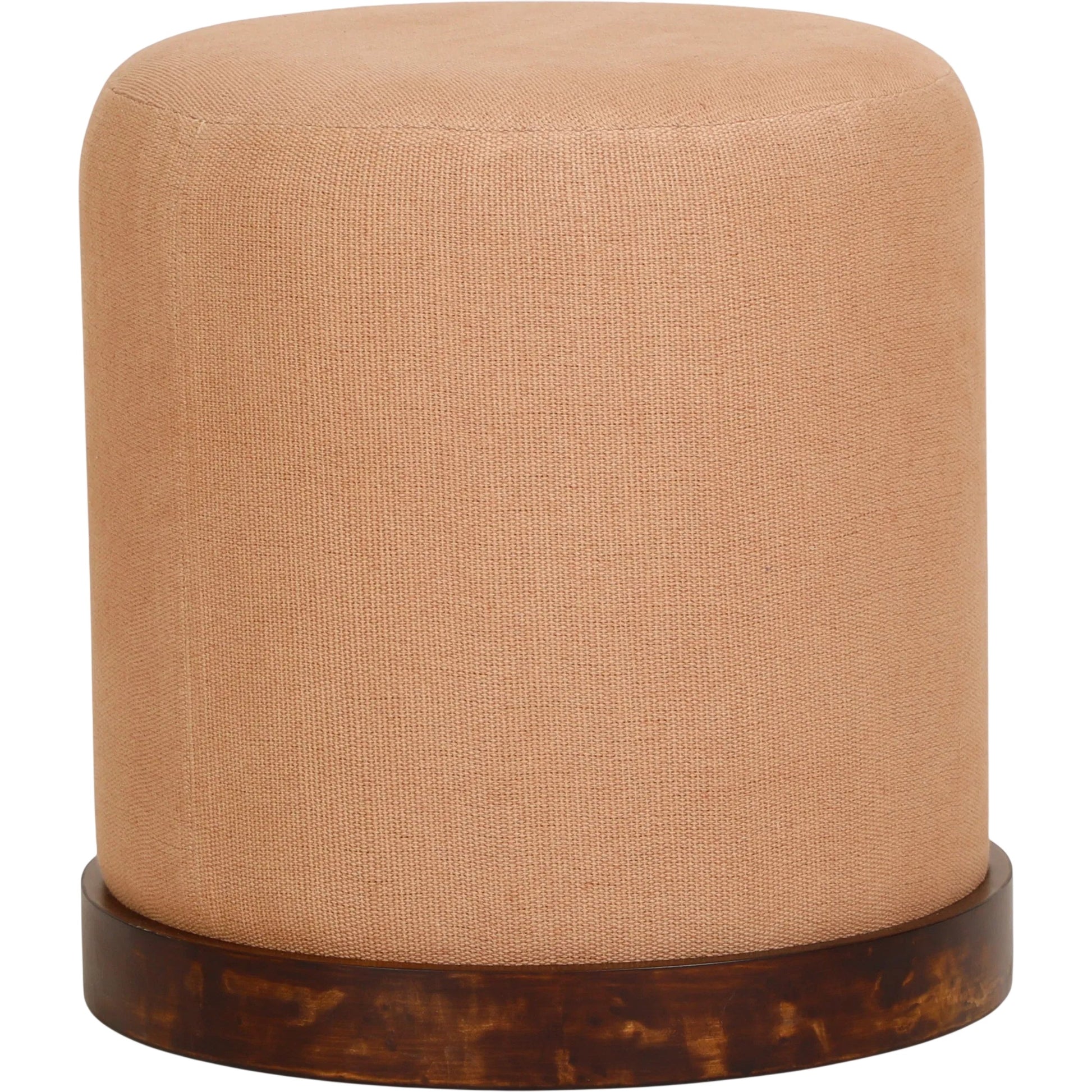 Como Burl Cotton Jute Contract-Grade Accent Stool by TOV Furniture in peach. Made from burl veneer, fabric in a unique style.