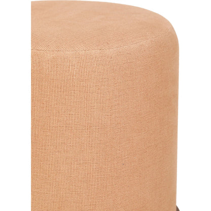 Como Burl Cotton Jute Contract-Grade Accent Stool by TOV Furniture in peach. Made from burl veneer, fabric in a unique style.