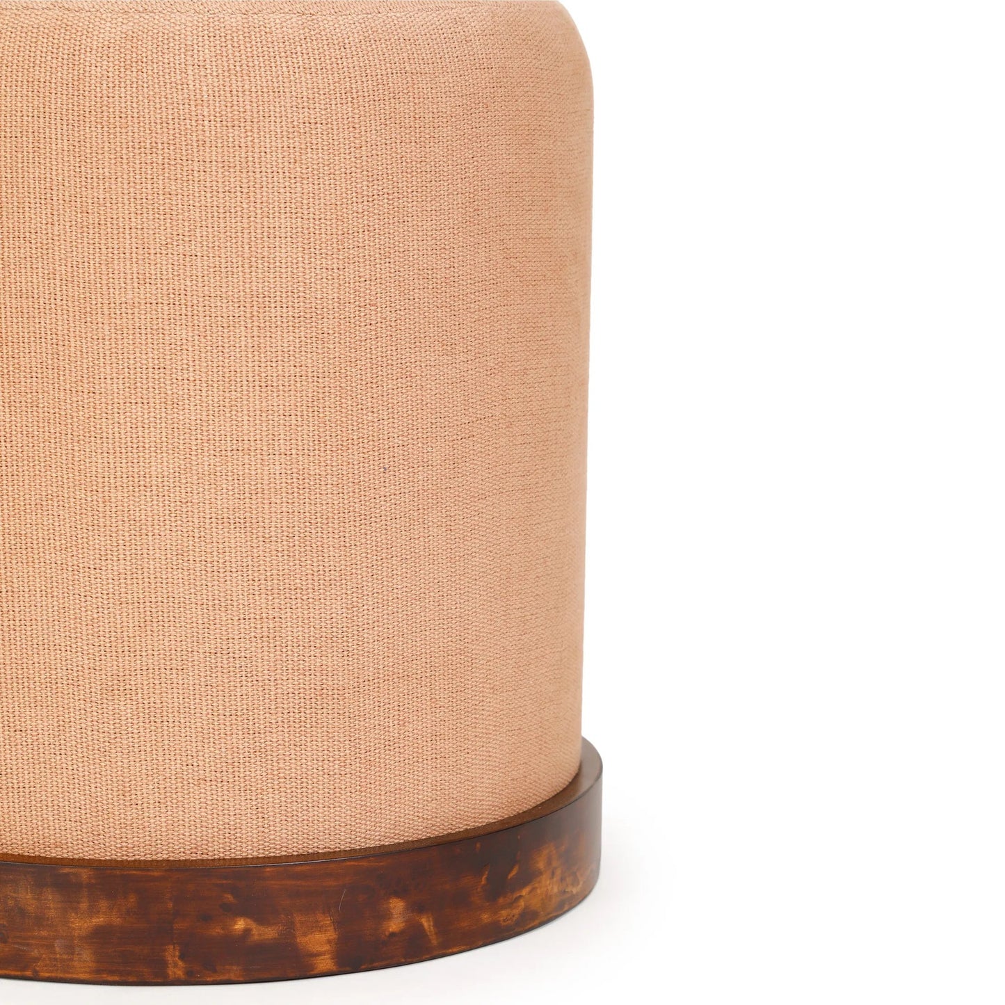 001 SI-2532636 | Closeup | Como Burl Cotton Jute Contract-Grade Accent Stool by TOV Furniture in peach. Made from burl veneer, fabric in a unique style.