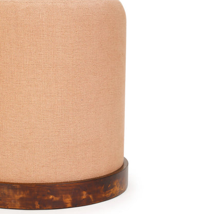 Como Burl Cotton Jute Contract-Grade Accent Stool by TOV Furniture in peach. Made from burl veneer, fabric in a unique style.