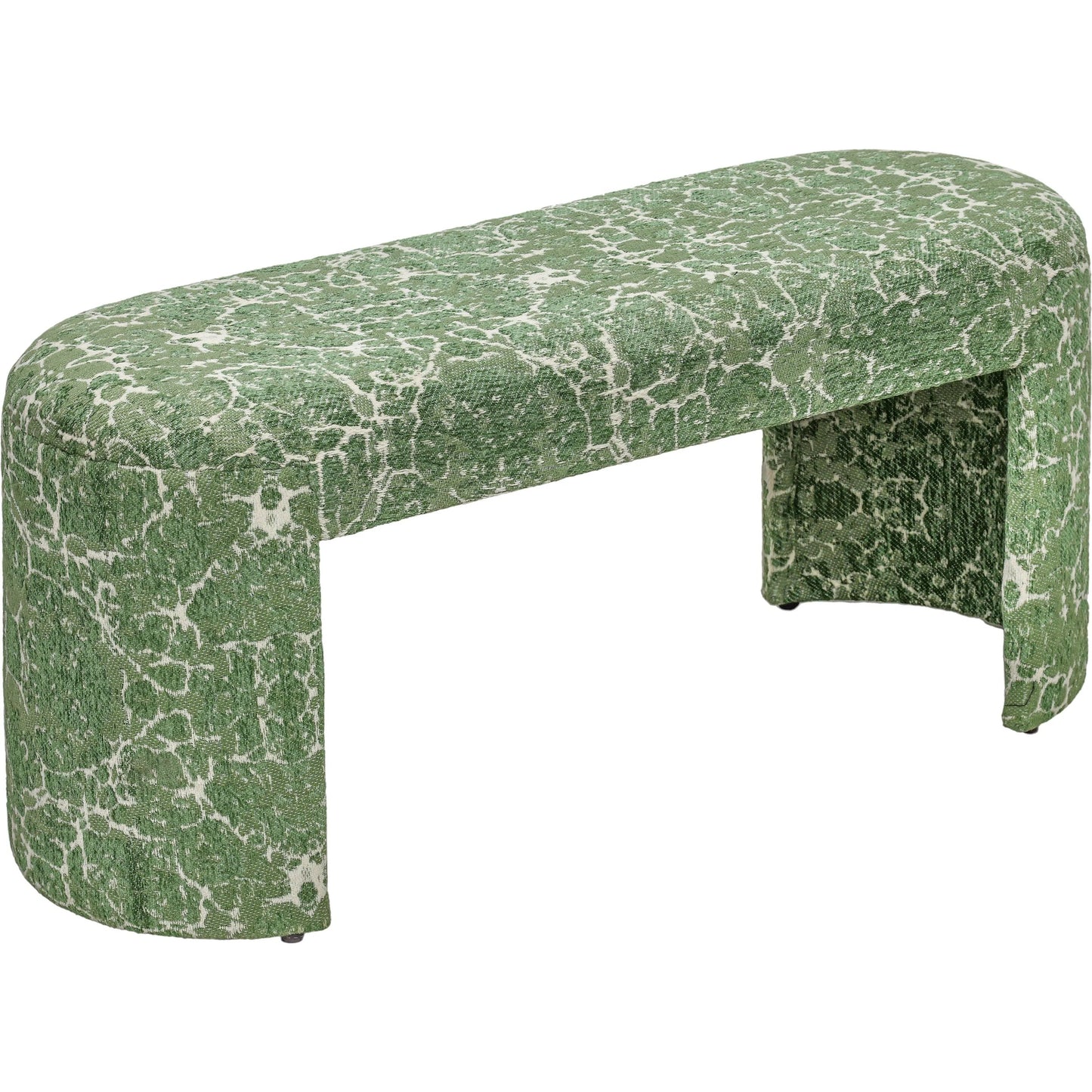 001 SI-2532653 | Primary Silo | Greenspace Rounded Upholstered Bench by TOV Furniture in green. Made from cotton, polyester, wood in a unique style.