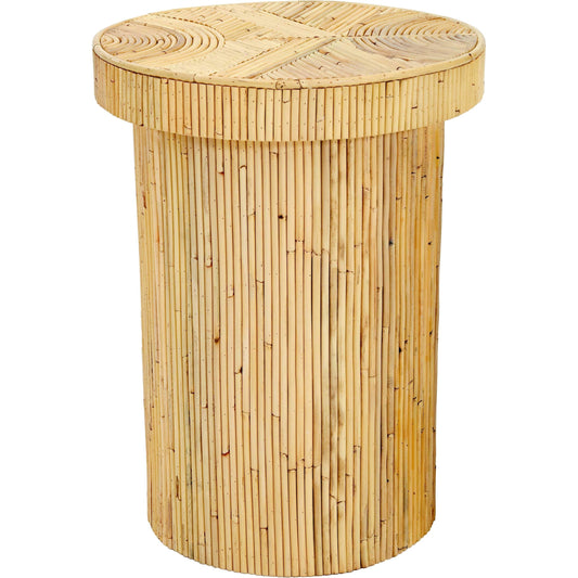 Acadia Rattan Side Table by TOV Furniture in natural. Made from rattan veneer, wood in a cottage & farmhouse style.