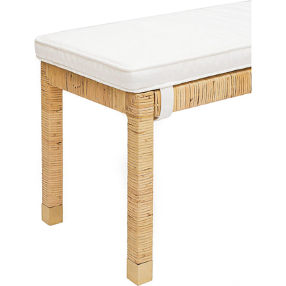 Amara Woven Rattan Bench by TOV Furniture. Made from rattan veneer, wood in a cottage & farmhouse style.