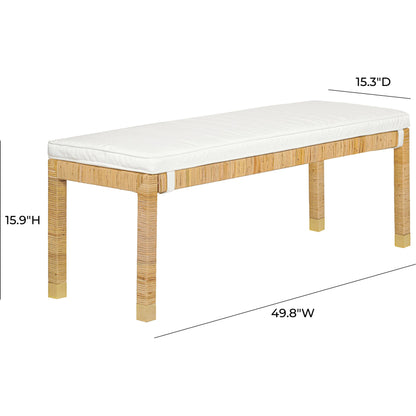 Amara Woven Rattan Bench by TOV Furniture. Made from rattan veneer, wood in a cottage & farmhouse style.