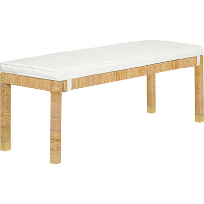 Amara Woven Rattan Bench by TOV Furniture. Made from rattan veneer, wood in a cottage & farmhouse style.