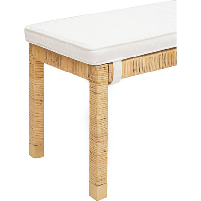 Amara Woven Rattan Bench by TOV Furniture. Made from rattan veneer, wood in a cottage & farmhouse style.