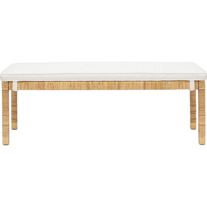 Amara Woven Rattan Bench by TOV Furniture. Made from rattan veneer, wood in a cottage & farmhouse style.