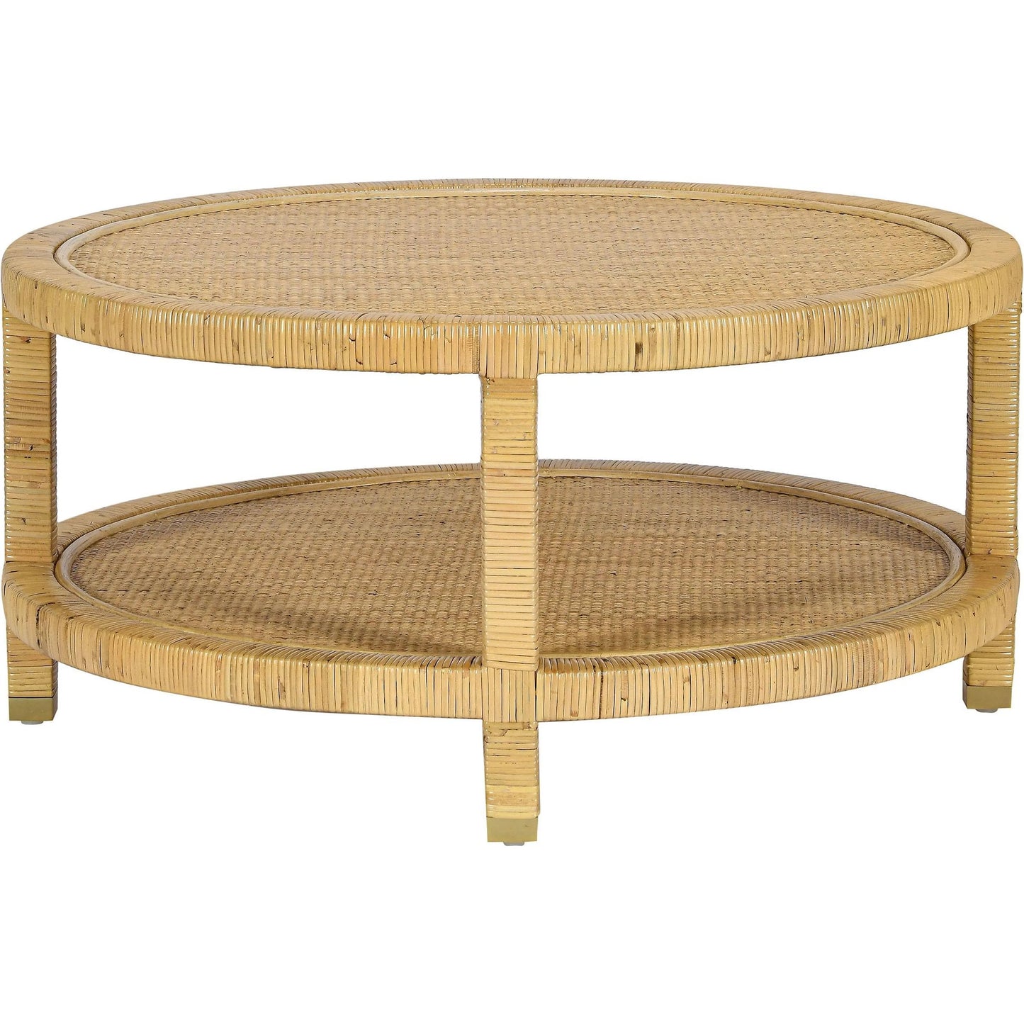 002 SI-2439901 | Additional Silo | Amara Rattan Coffee Table by TOV Furniture in natural. Made from brass, plywood, rattan, wood in a rustic style.