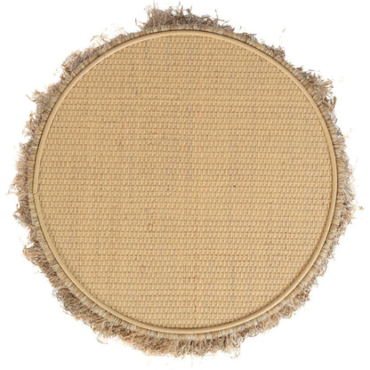Luau Rattan Round End Table by TOV Furniture in natural. Made from rattan in a unique style.