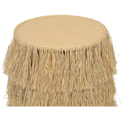 Luau Rattan Round End Table by TOV Furniture in natural. Made from rattan in a unique style.