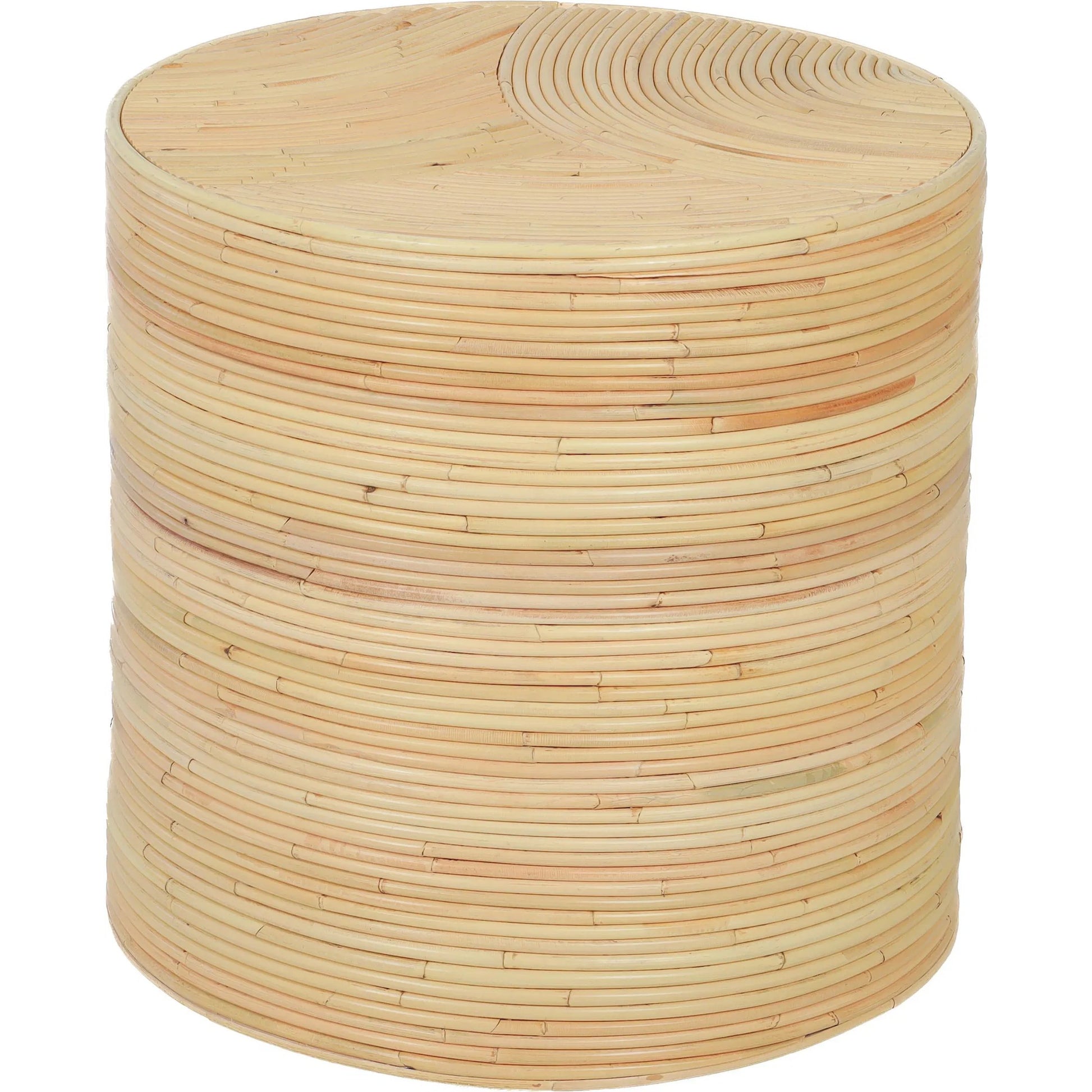 Matea Rattan Arch Side Table by TOV Furniture in natural. Made from rattan in a unique style.