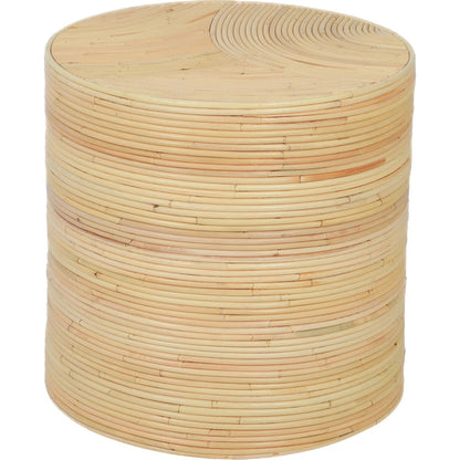 Matea Rattan Arch Side Table by TOV Furniture in natural. Made from rattan in a unique style.