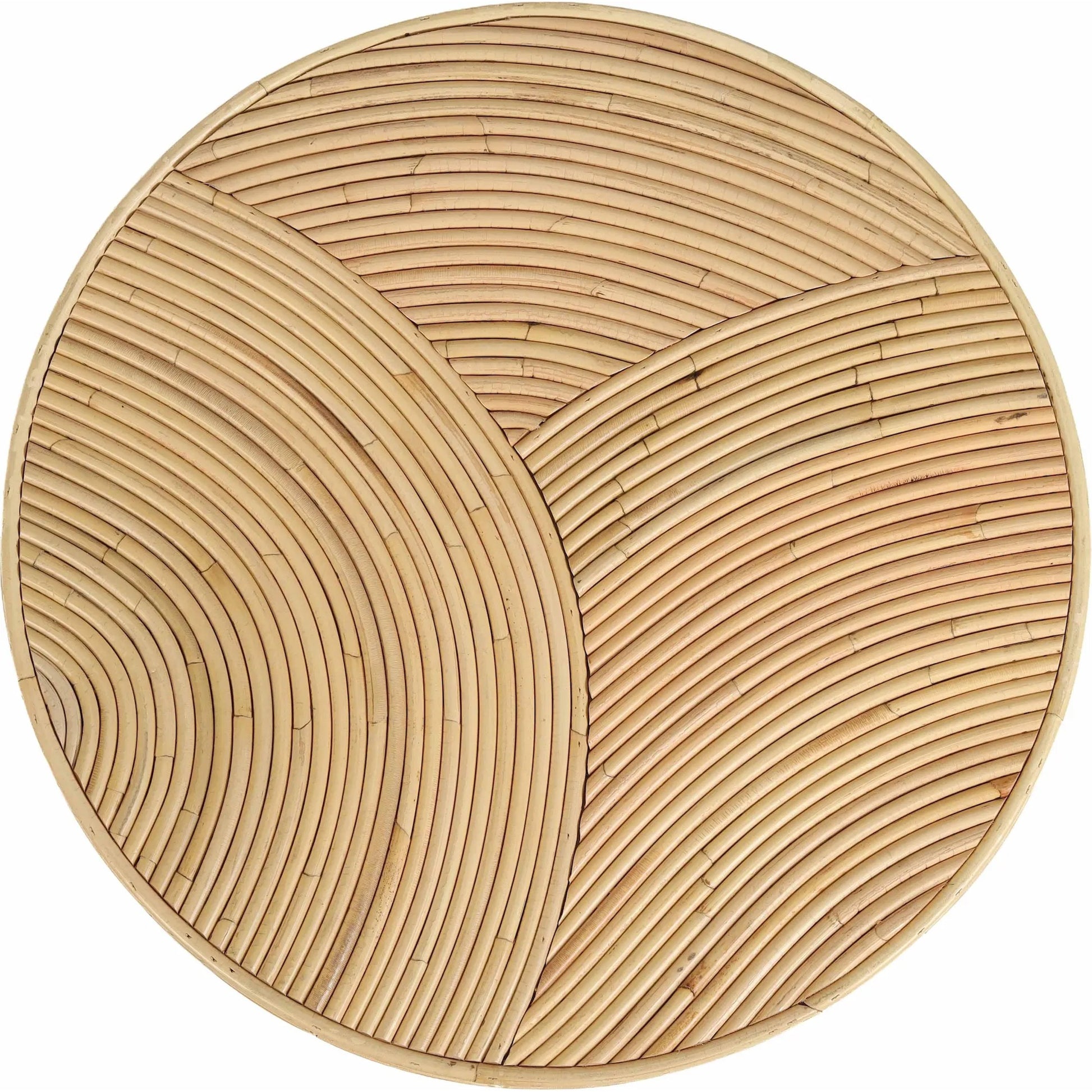 Matea Rattan Arch Side Table by TOV Furniture in natural. Made from rattan in a unique style.